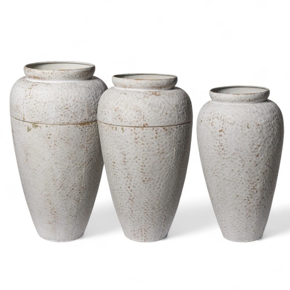 SET 3 VASI METALLO BIANCO